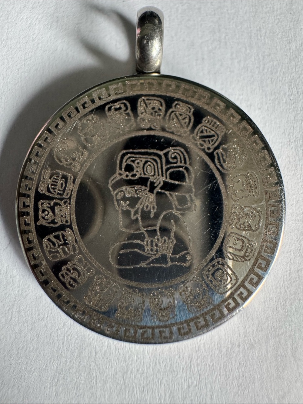 Mayan Calendar Pendant, popular cultural commemorative jewelry. Stainless Steel